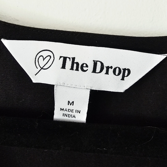 NWOT The Drop Black 100% Cotton Tiered Long Sleeves V/Neck Women's Dress Size M - Picture 3 of 6